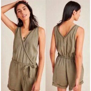 Cloth & Stone Tan and Green Jumpsuit V-Neck Sleeveless